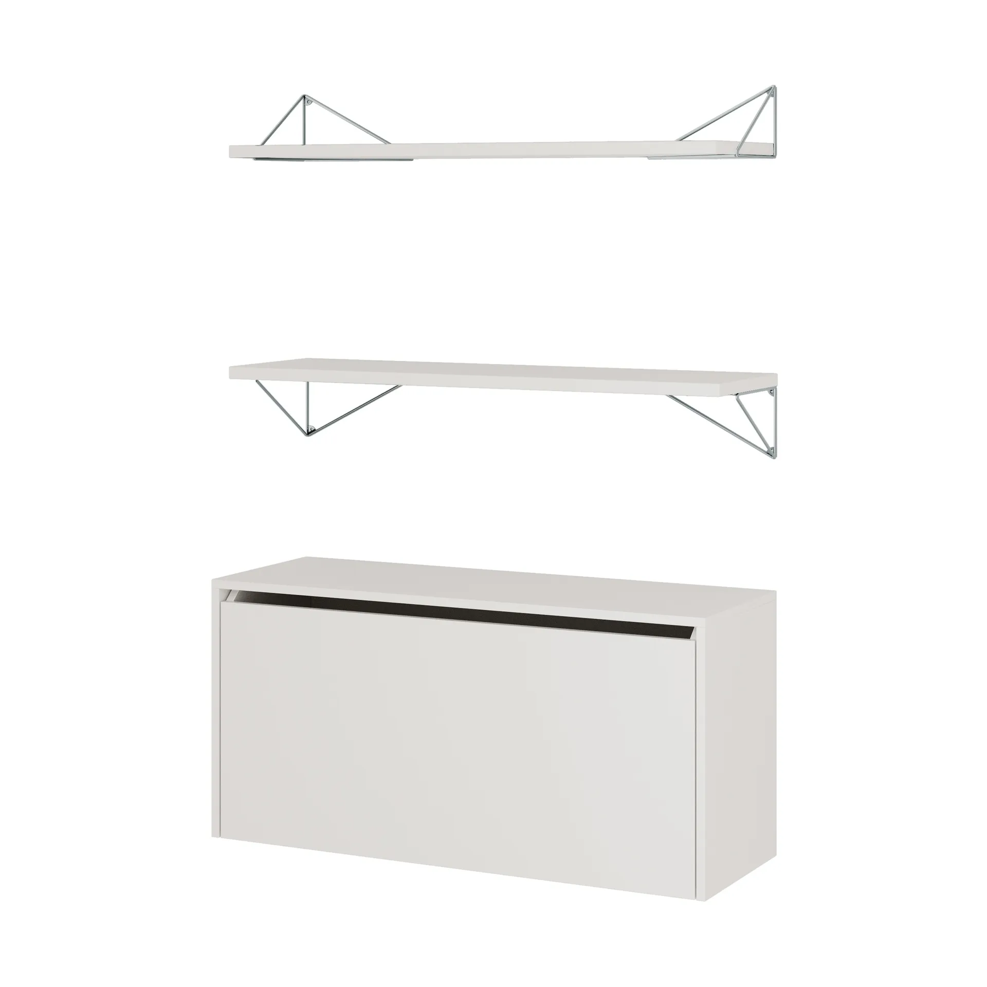 Pythagoras Bundle F shelving system white-chrome,  Maze