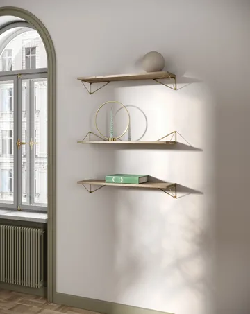 Pythagoras shelf, oak-brass, 20x80 cm - Maze