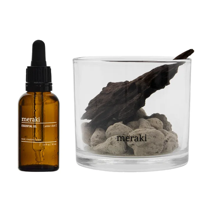Meraki diffuser lava stone and wood incl. oil - Amber dust, black - Meraki