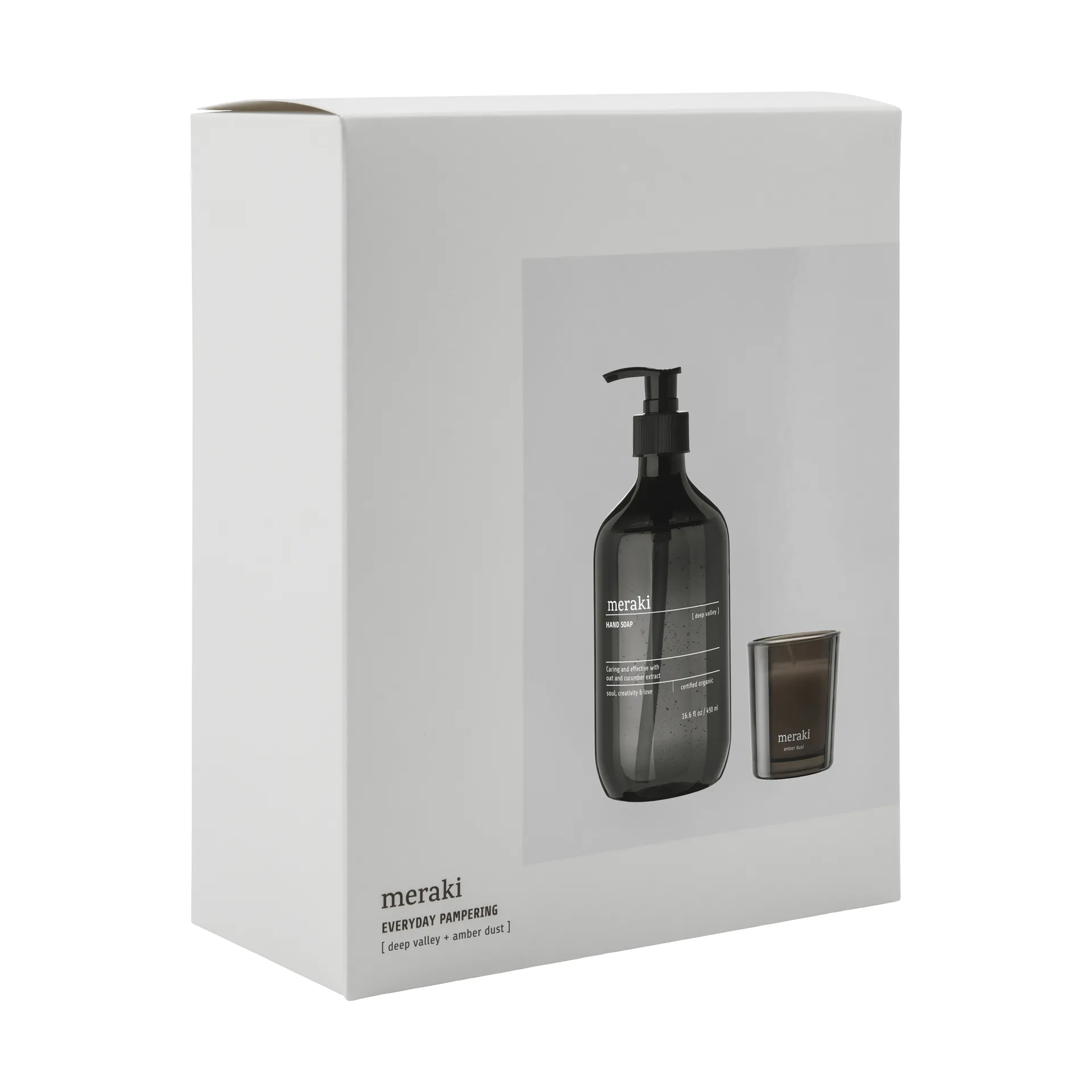 Meraki gift set hand soap and scented candle, Deep valley-Amber dust Meraki