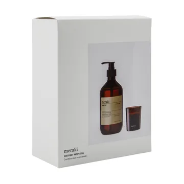 Meraki gift set hand soap and scented candle - Northern dawn + dark wood - Meraki