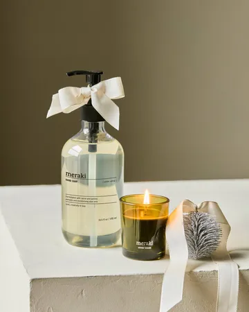 Meraki gift set hand soap and scented candle - Winter whisp, winter woods - Meraki