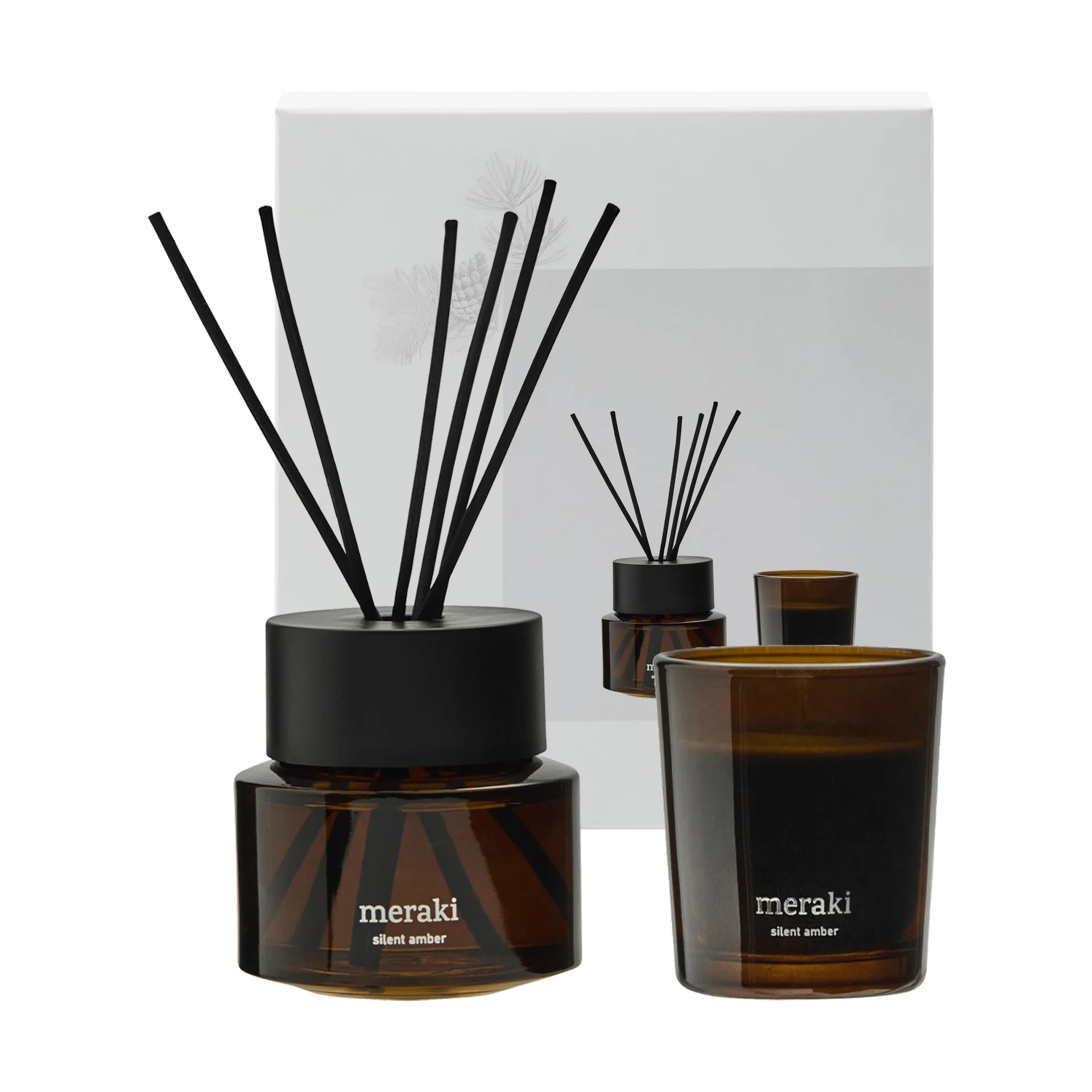 Meraki gift set reed diffuser and scented candle, Silent amber Meraki
