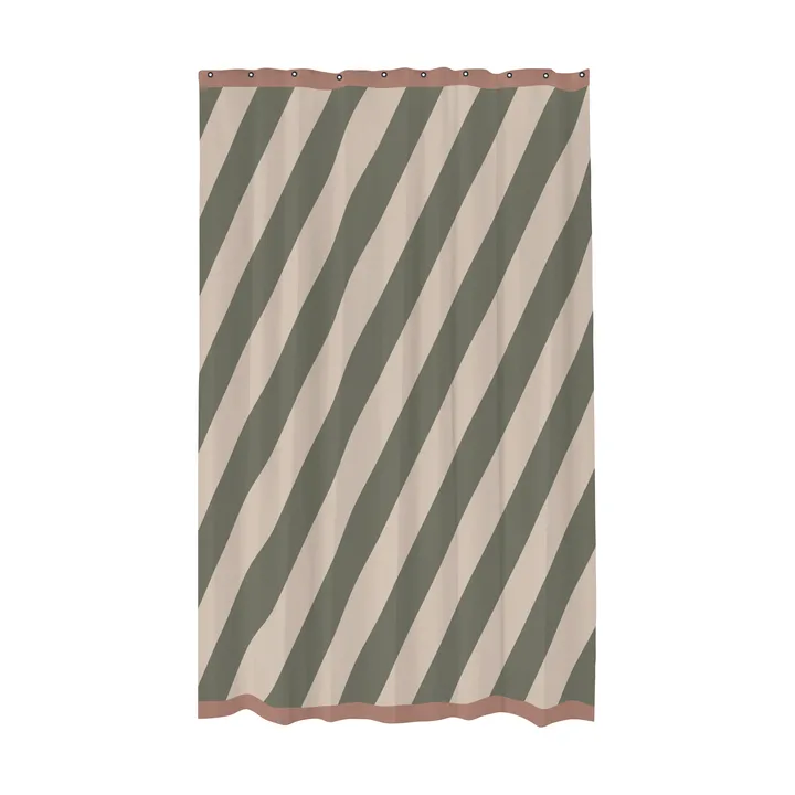 Diagonal shower curtain 150x200 cm - Dark olive - Mette Ditmer