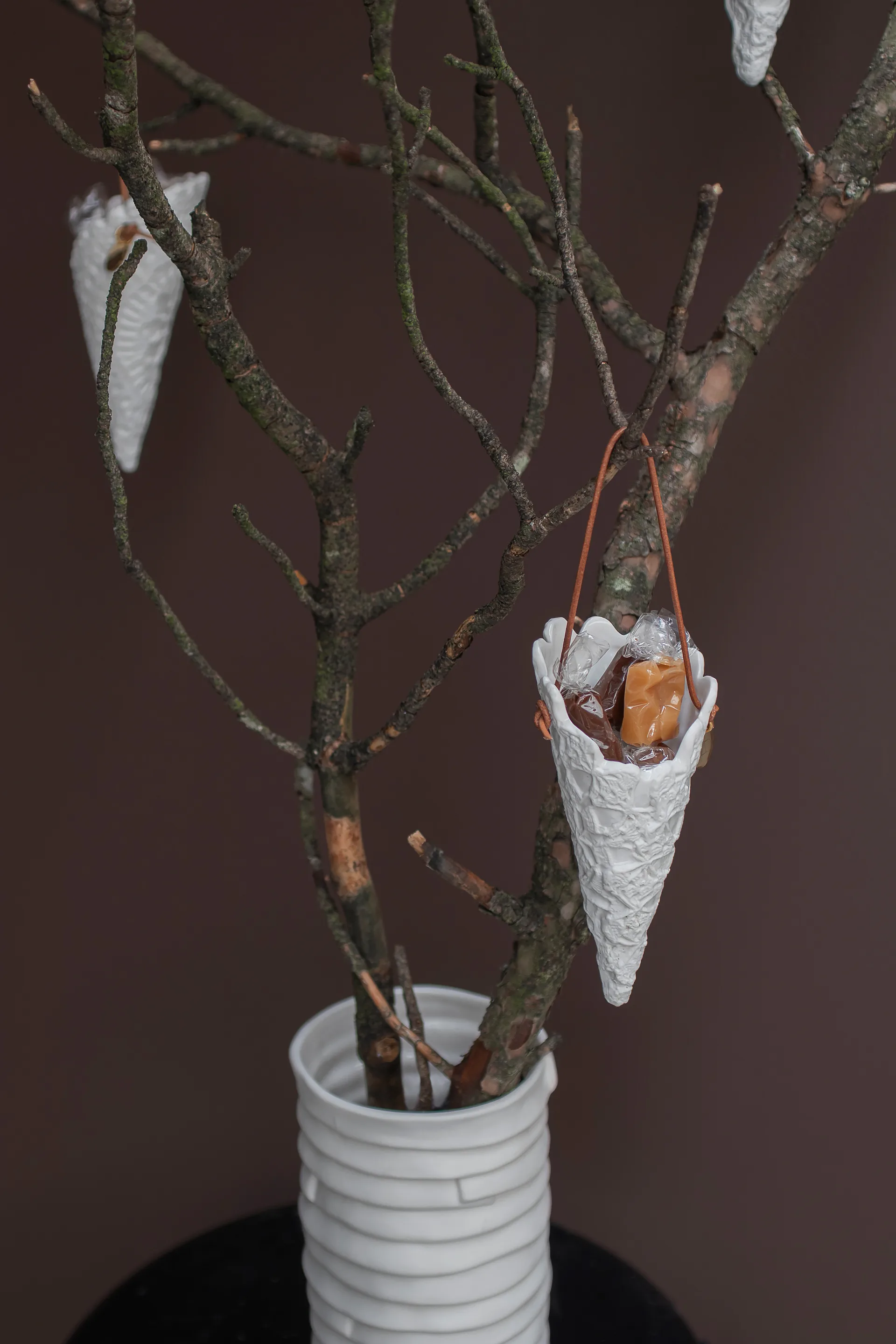 Lace Christmas cone 2-pack, Off-white Mette Ditmer