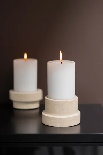 Marble candle holder for block candle 6.5 cm - Sand - Mette Ditmer