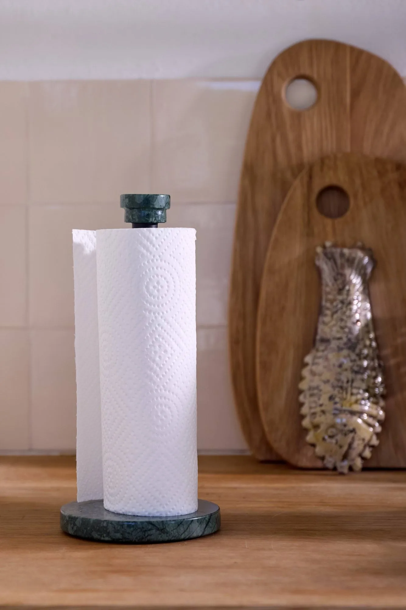 Marble paper towel holder, Green Mette Ditmer