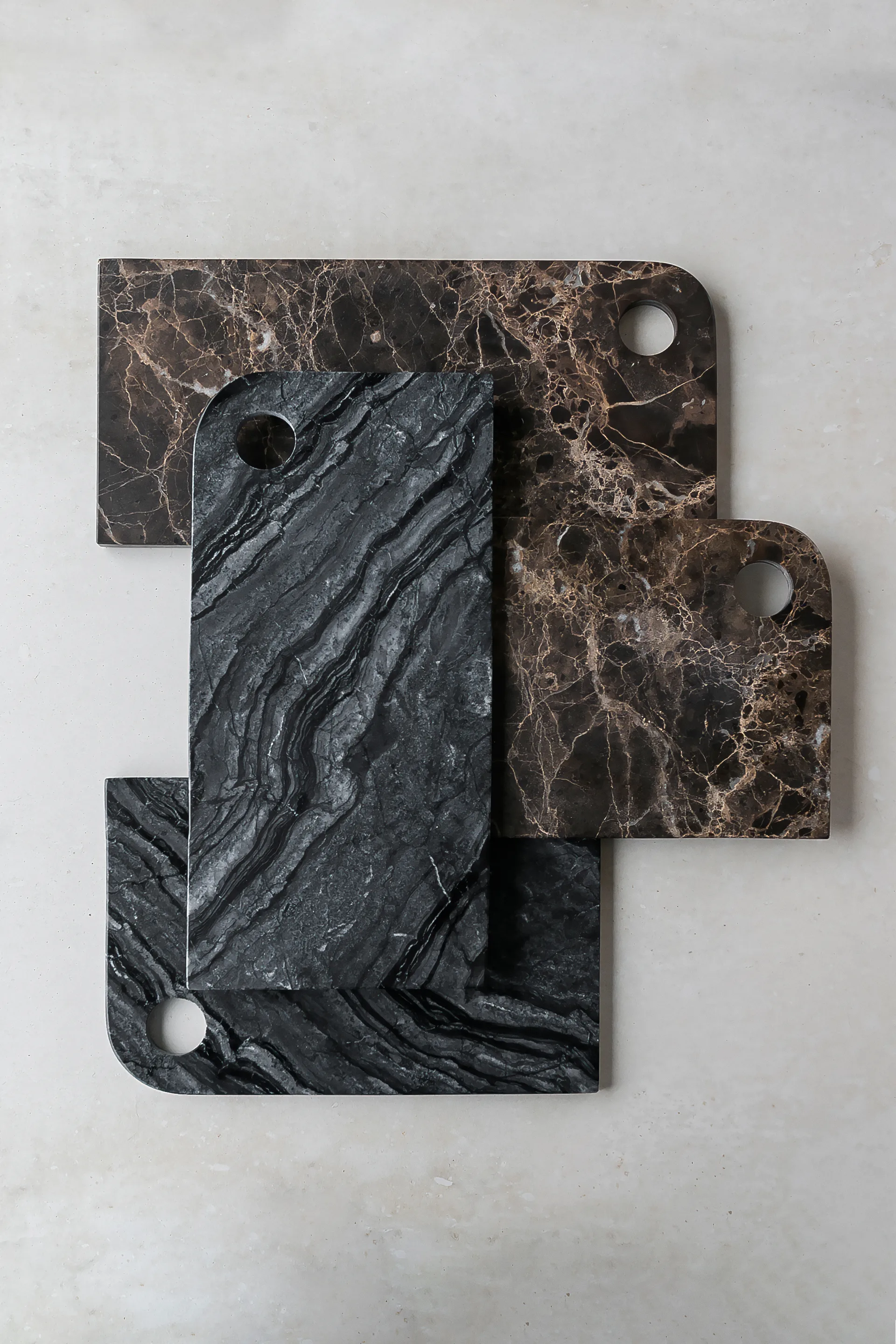 Marble serving tray large 18x38 cm, Black-grey Mette Ditmer