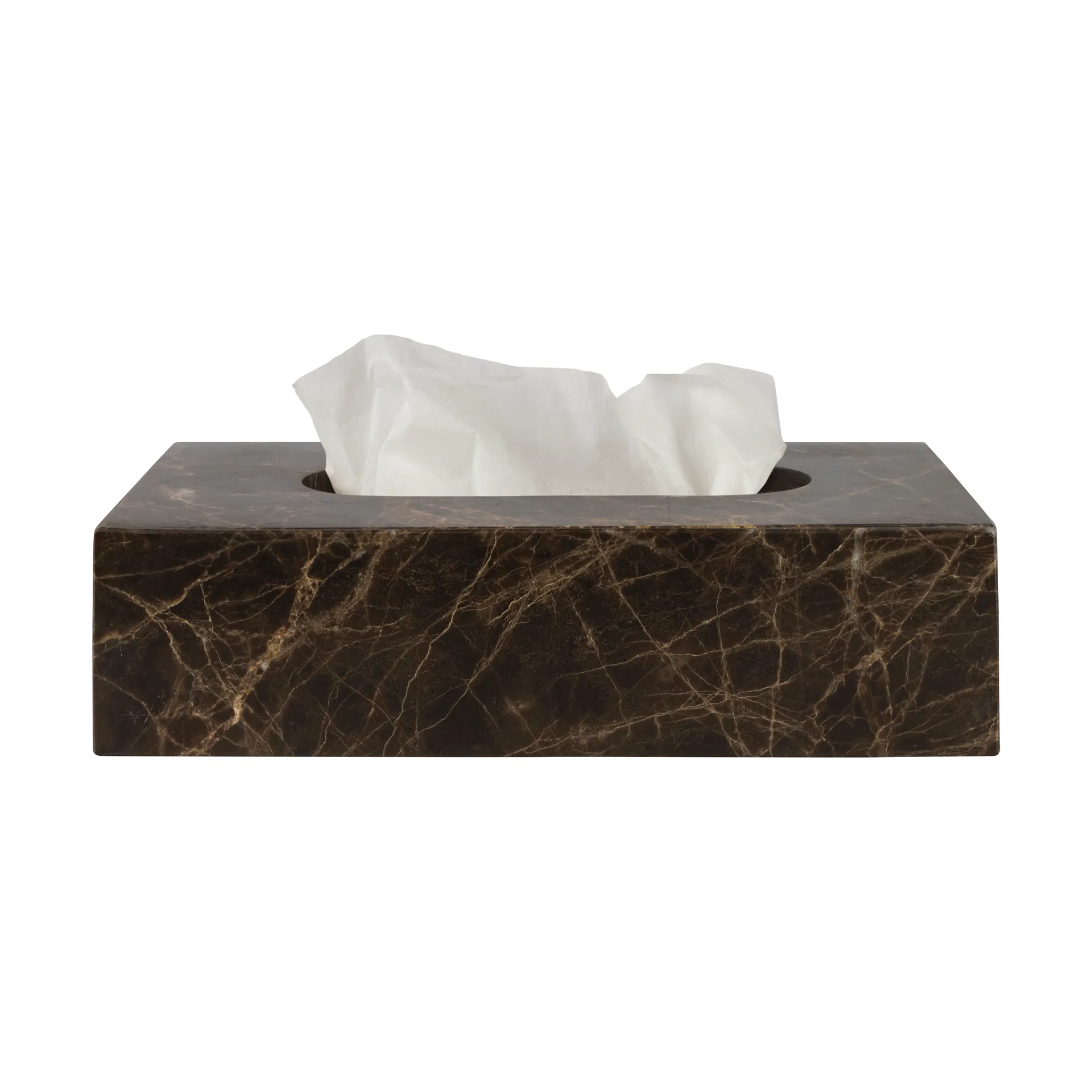 Marble tissue box 14x25.5 cm, Brown Mette Ditmer