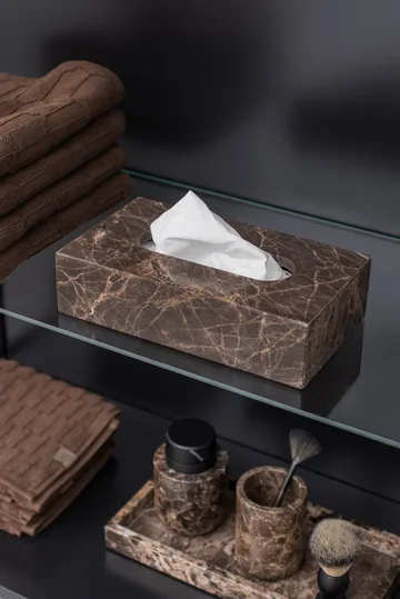 Marble tissue box 14x25.5 cm - Brown - Mette Ditmer