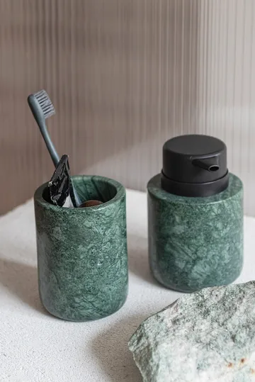 Marble toothbrush holder 10 cm - Dark forest - Mette Ditmer