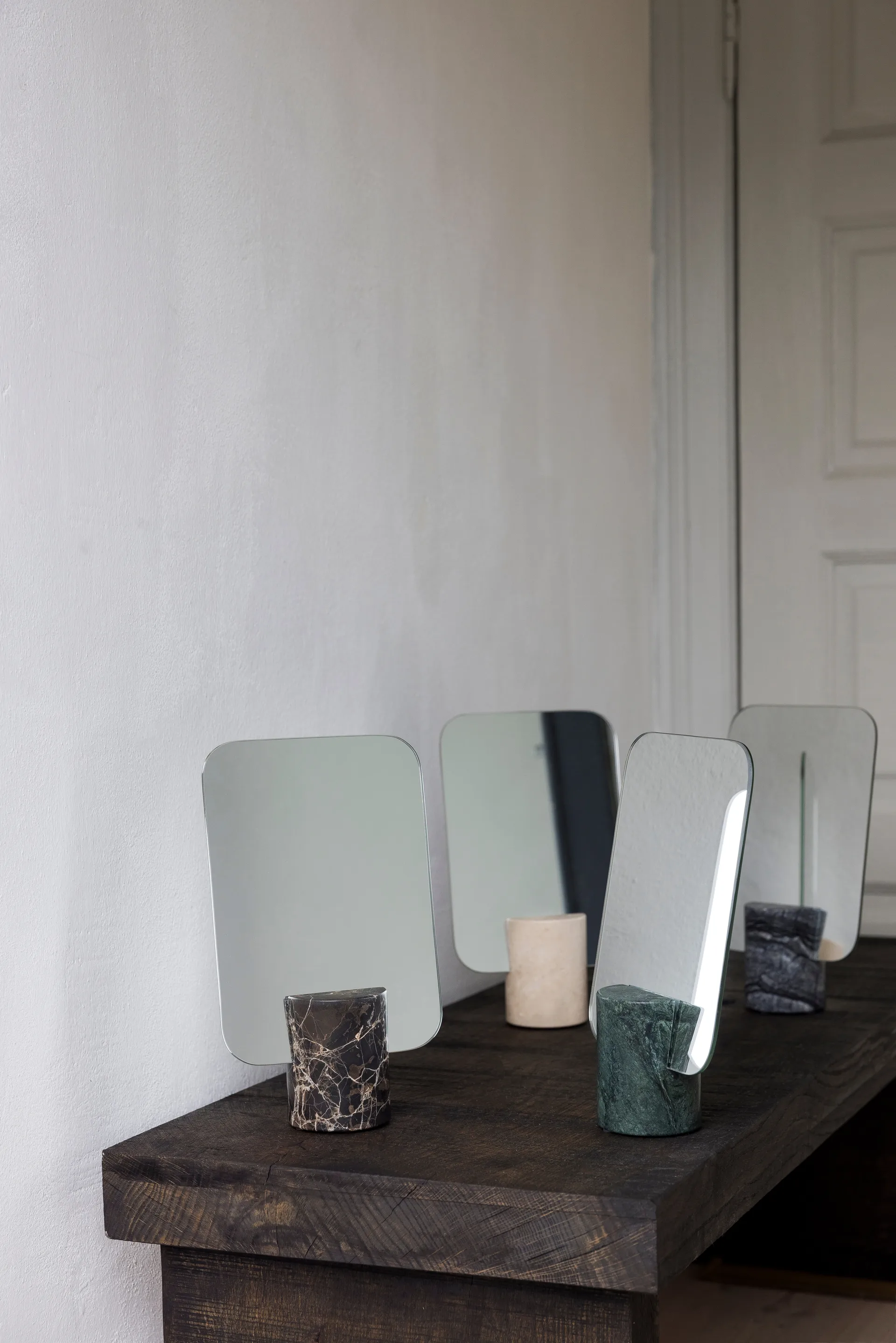 Marble vanity mirror, Black-grey, 30 cm Mette Ditmer