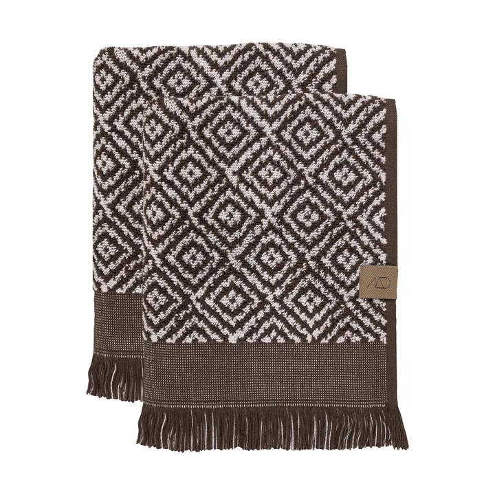 Morocco guest towel 35x55 cm 2-pack - Chocolate-off-white - Mette Ditmer