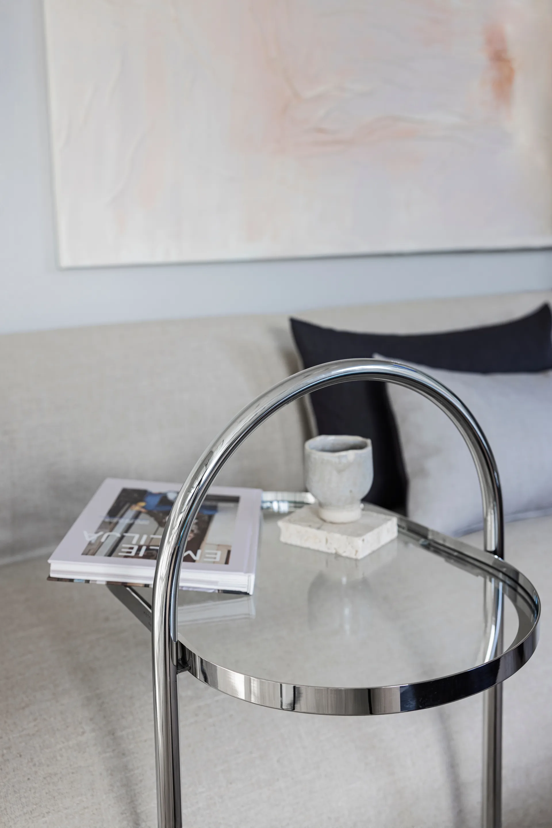 Moves side table, Chrome, 34.5x51x76.5 cm Mette Ditmer