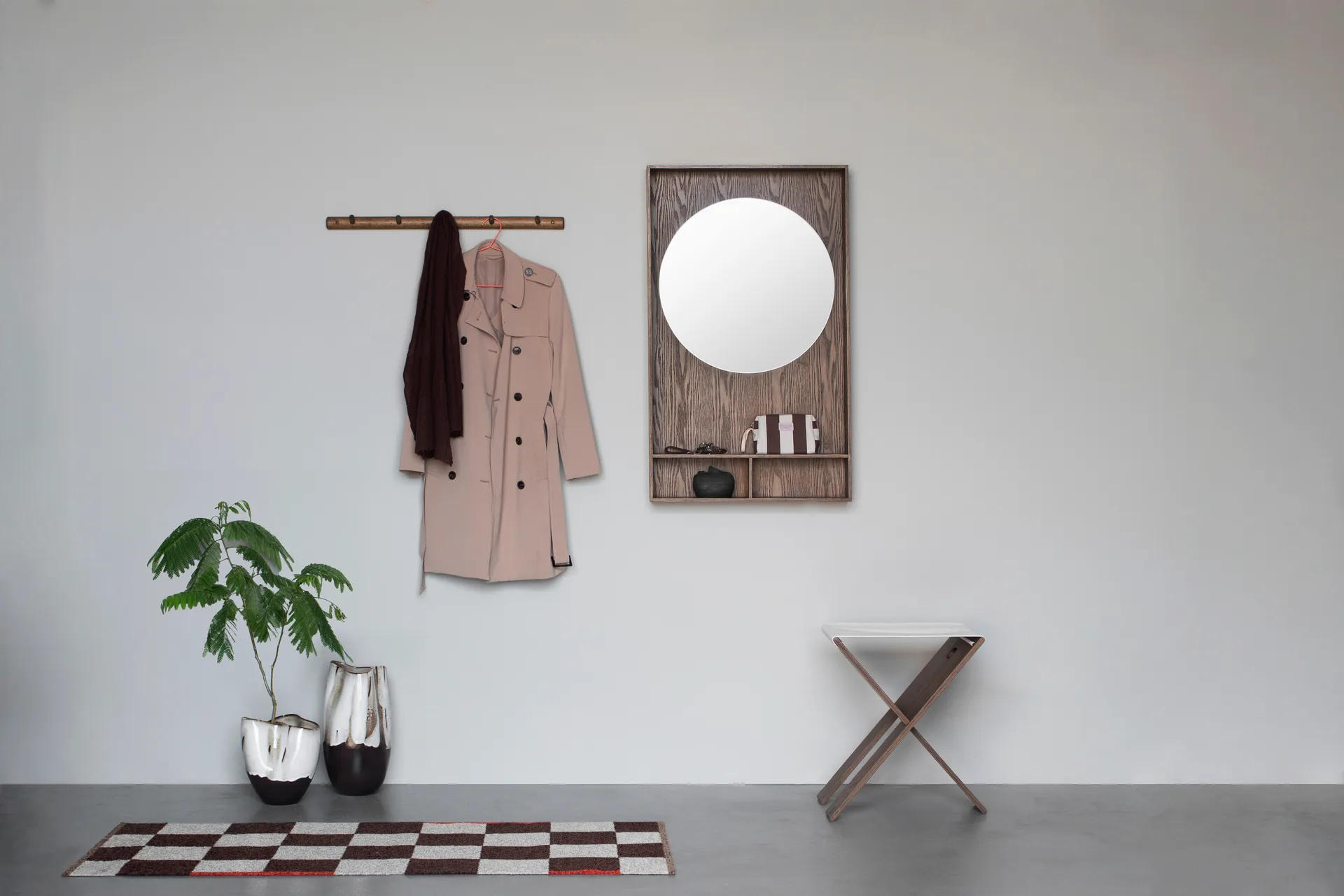 Show-me mirror with shelf large, Dark oiled Mette Ditmer