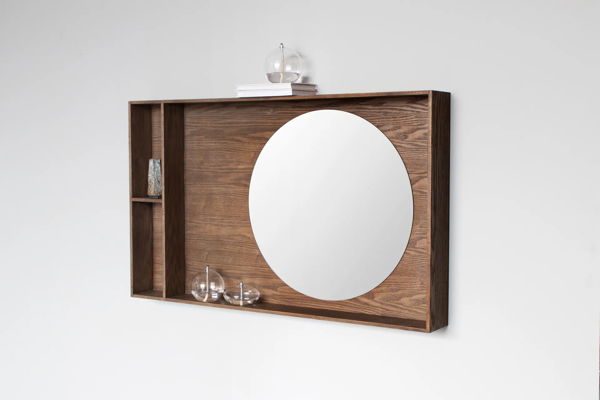 Show-me mirror with shelf large, Dark oiled Mette Ditmer