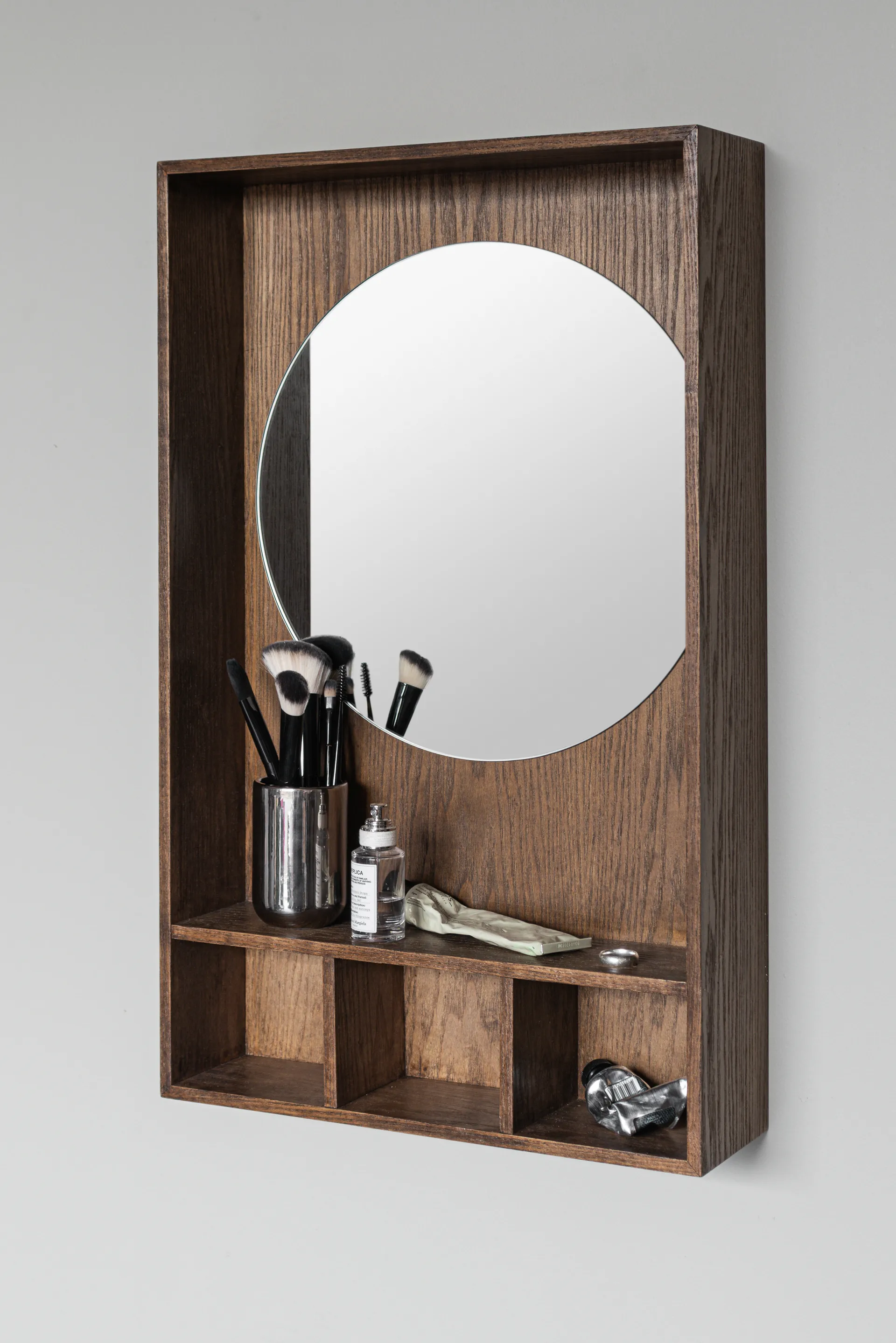 Show-me mirror with shelf small, Dark oiled Mette Ditmer