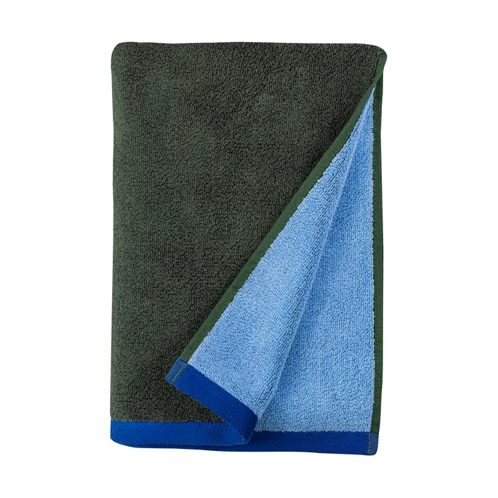 Soft bath towel 70x133 cm - Dark olive-light blue - Mette Ditmer