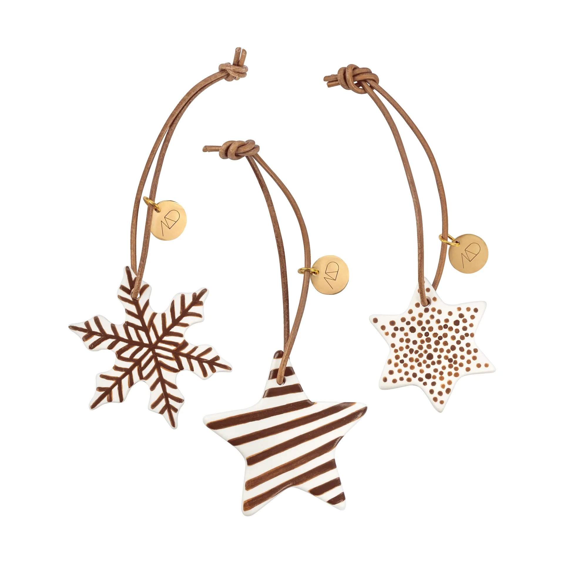 Star Christmas decoration 3 pieces, Walnut Mette Ditmer