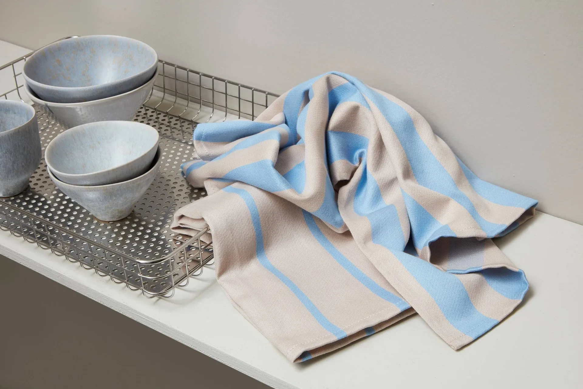 Stripes kitchen towel 50x70 cm 2-pack, Blue-Beige (blue-beige), 50x70 cm Mette Ditmer