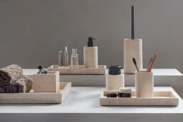 Travertine soap pump 12.5 cm - Linen - Mette Ditmer