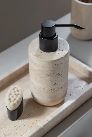 Travertine soap pump 17.5 cm - Linen - Mette Ditmer