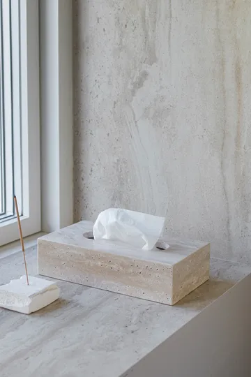 Travertine tissue box 14x25.5 cm - Linen - Mette Ditmer