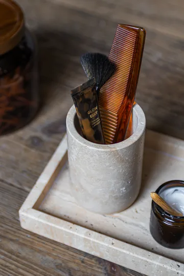 Travertine toothbrush holder 10 cm - Linen - Mette Ditmer
