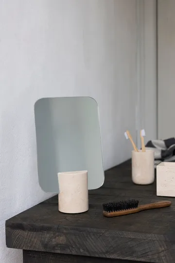Travertine vanity mirror - Linen - Mette Ditmer