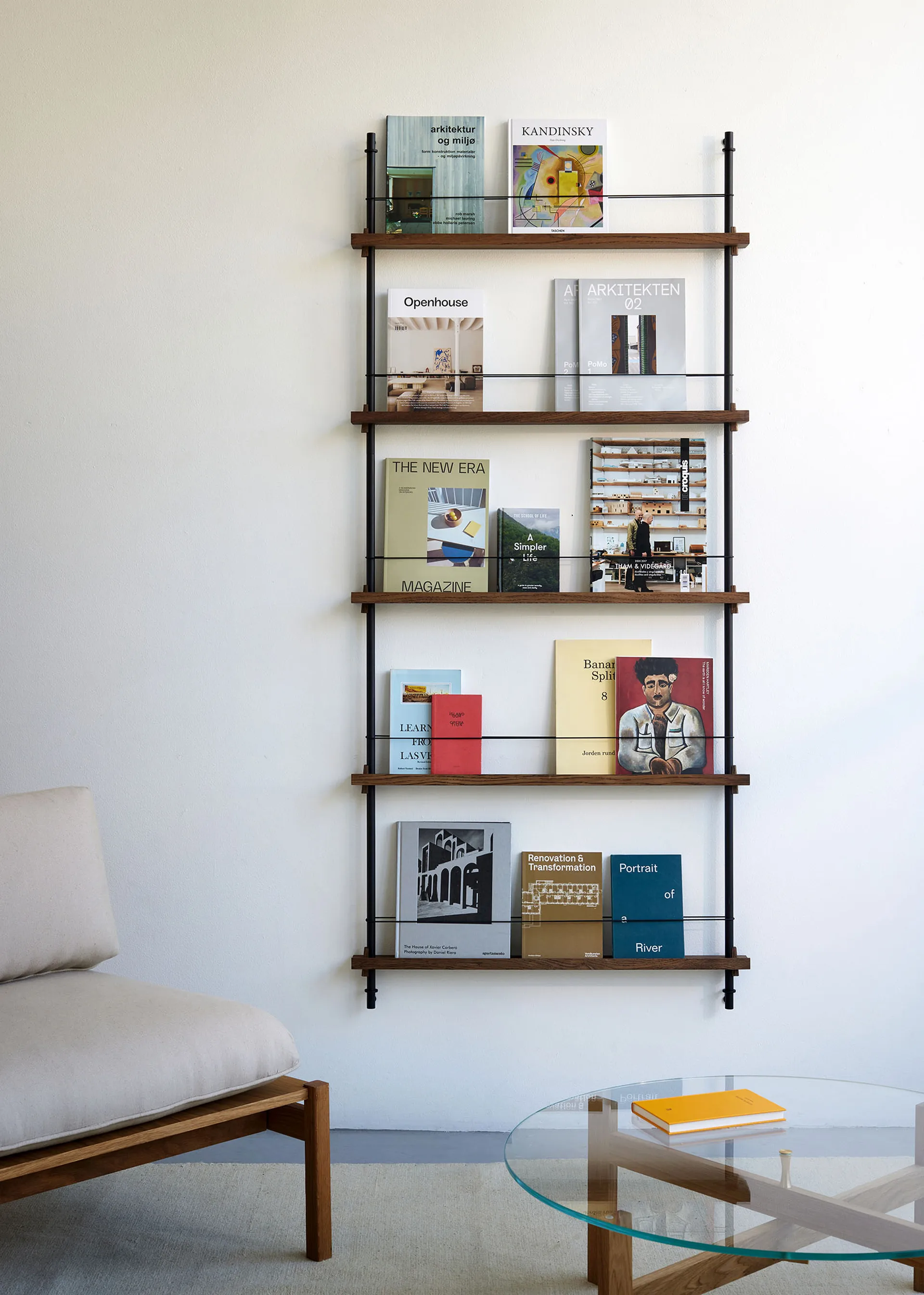 Magazine Shelving magazine rack, Black-stainless steel, 85x180x7 cm, MS.180.1 MOEBE