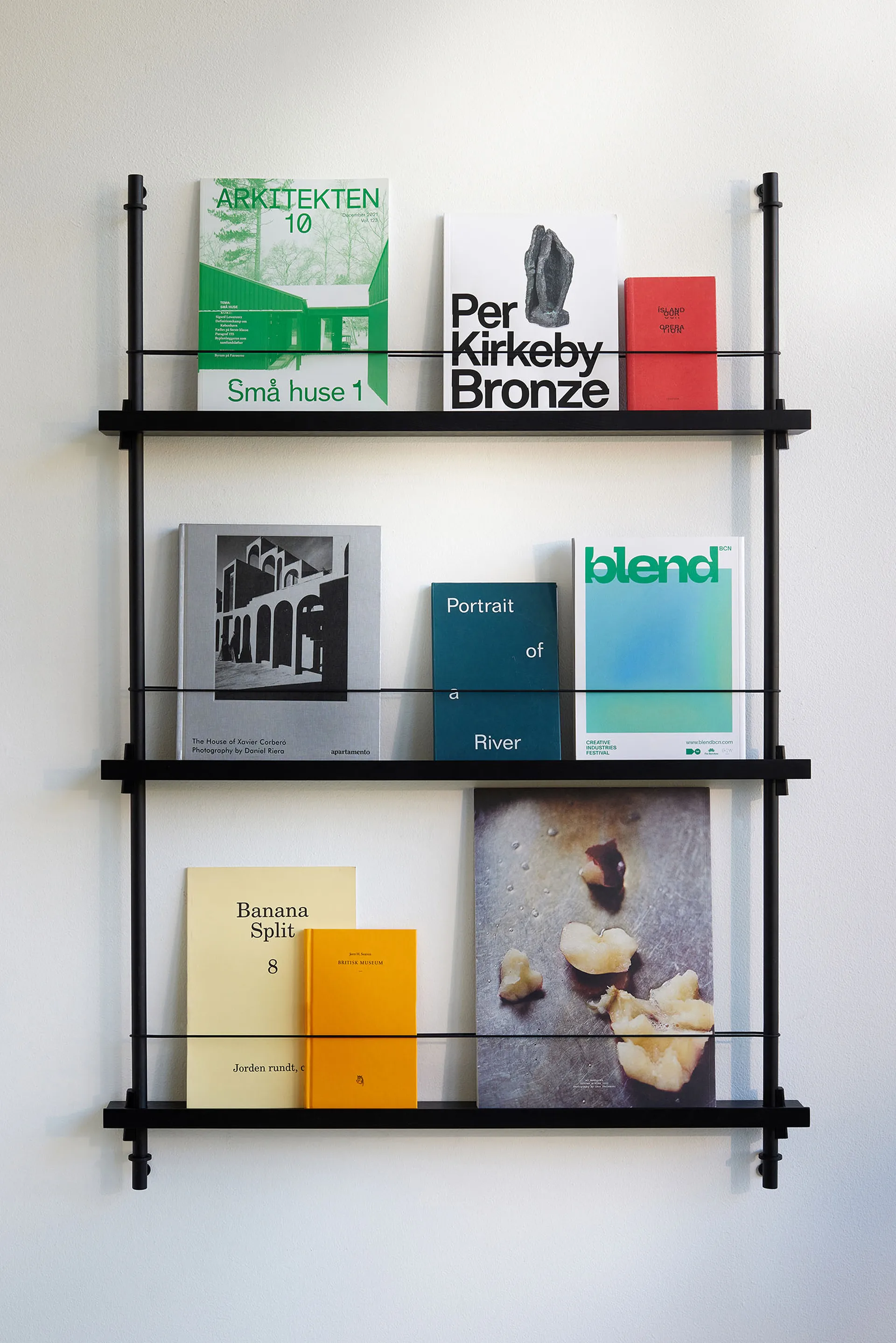 Magazine Shelving magazine rack, Black-stainless steel, 85x180x7 cm, MS.180.1 MOEBE