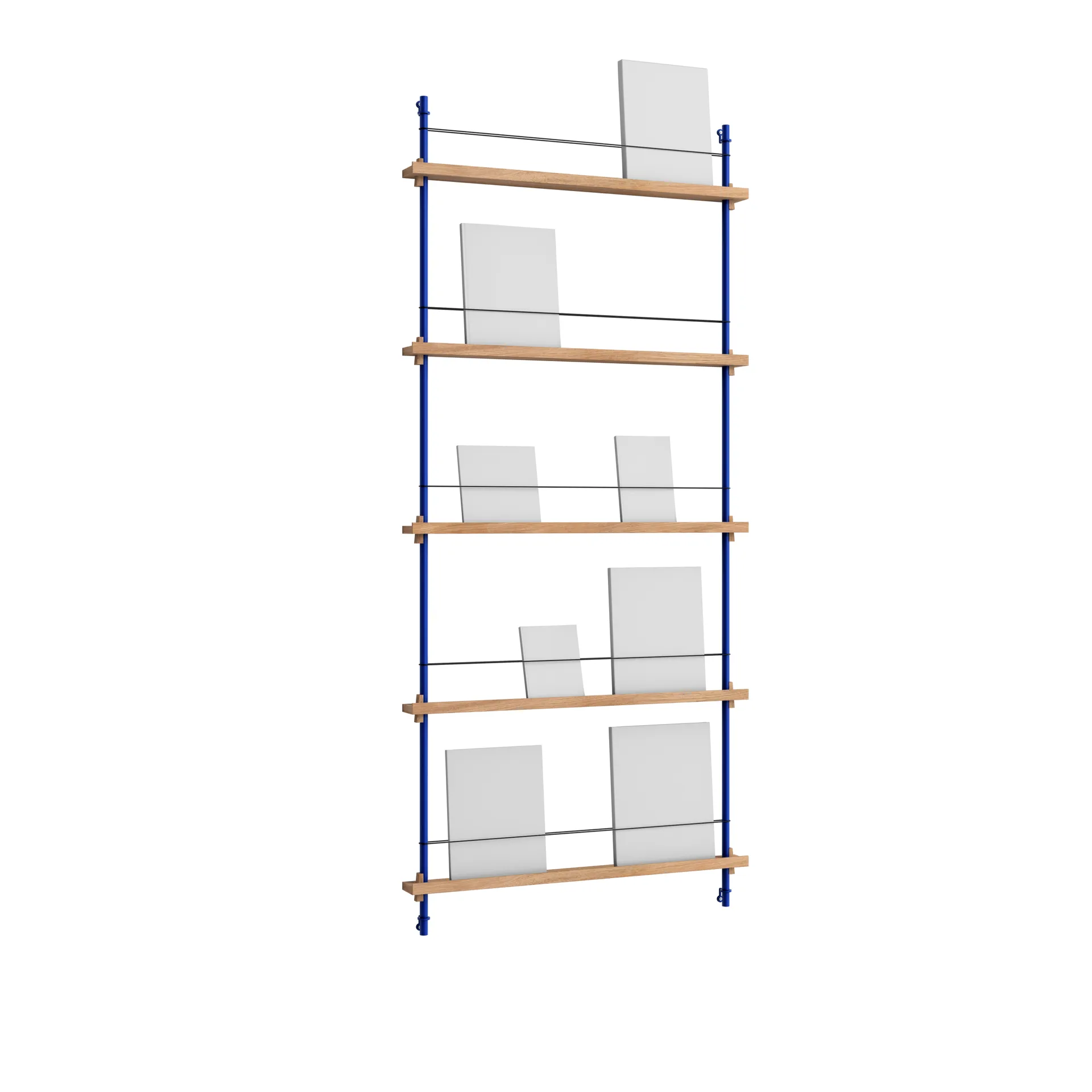 Magazine Shelving magazine rack, Oak-deep blue, 85x180x7 cm, MS.180.1 MOEBE