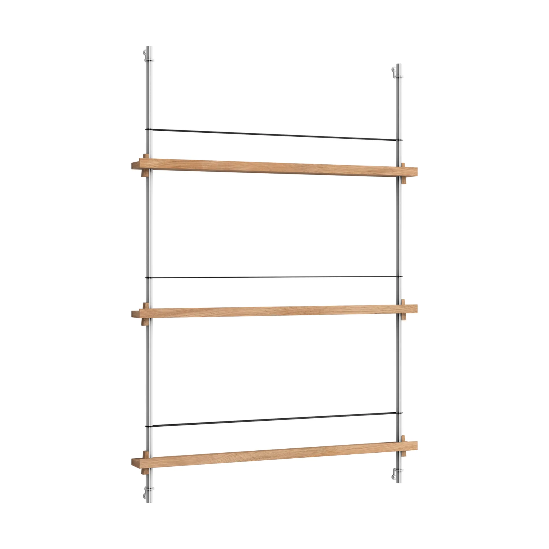 Magazine Shelving magazine rack, Oak-stainless steel, 85x115x7 cm, MS.115.1 MOEBE