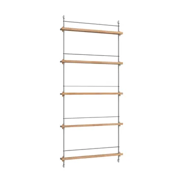 Magazine Shelving magazine rack - Oak-stainless steel, 85x180x7 cm, MS.180.1 - MOEBE