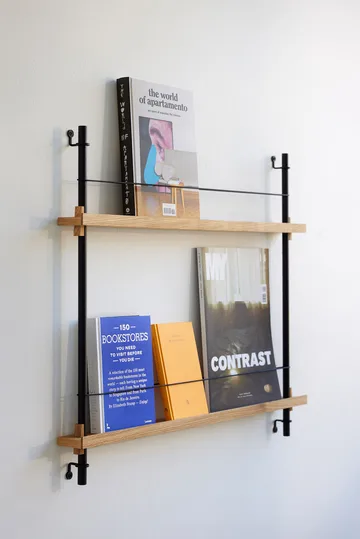 Magazine Shelving magazine rack - Oak-stainless steel, 85x65x7 cm, MS.65.1 - MOEBE