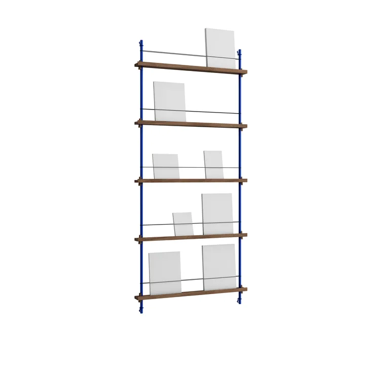 Magazine Shelving magazine rack - Smoked oak-deep blue, 85x180x7 cm, MS.180.1 - MOEBE