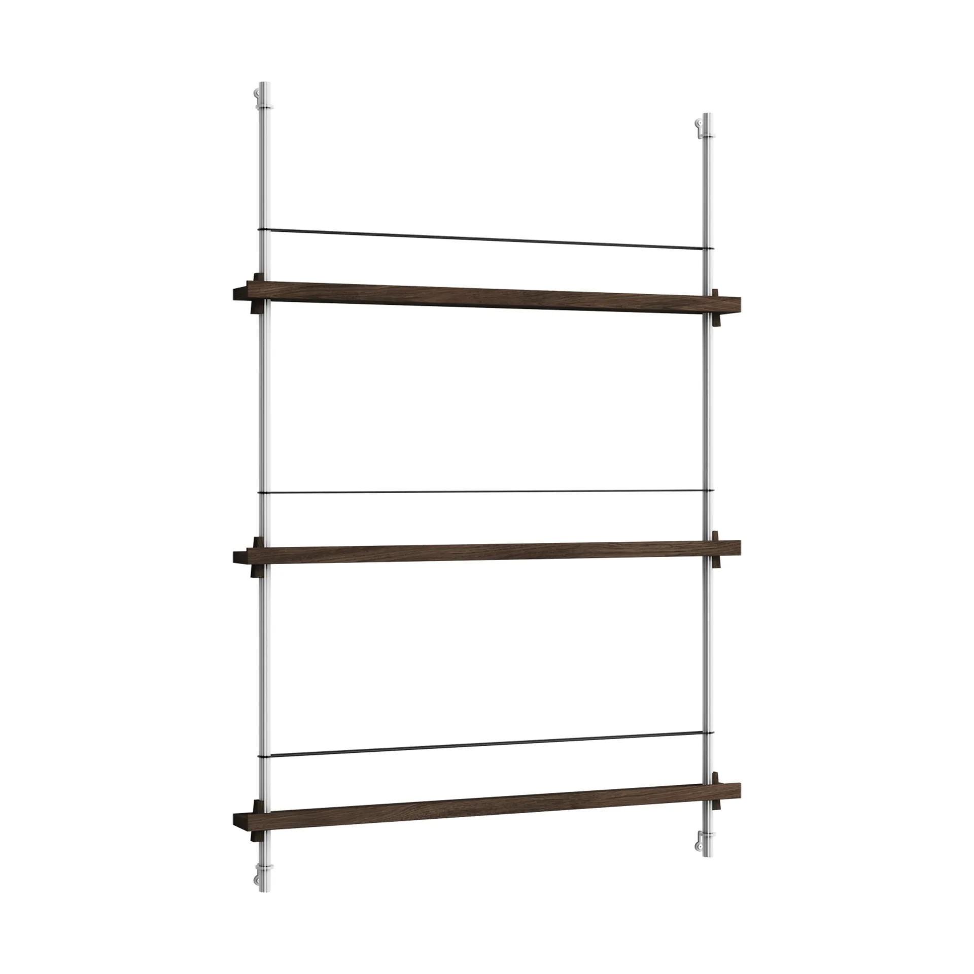 Magazine Shelving magazine rack, Smoked oak-stainless steel, 85x115x7 cm, MS.115.1 MOEBE