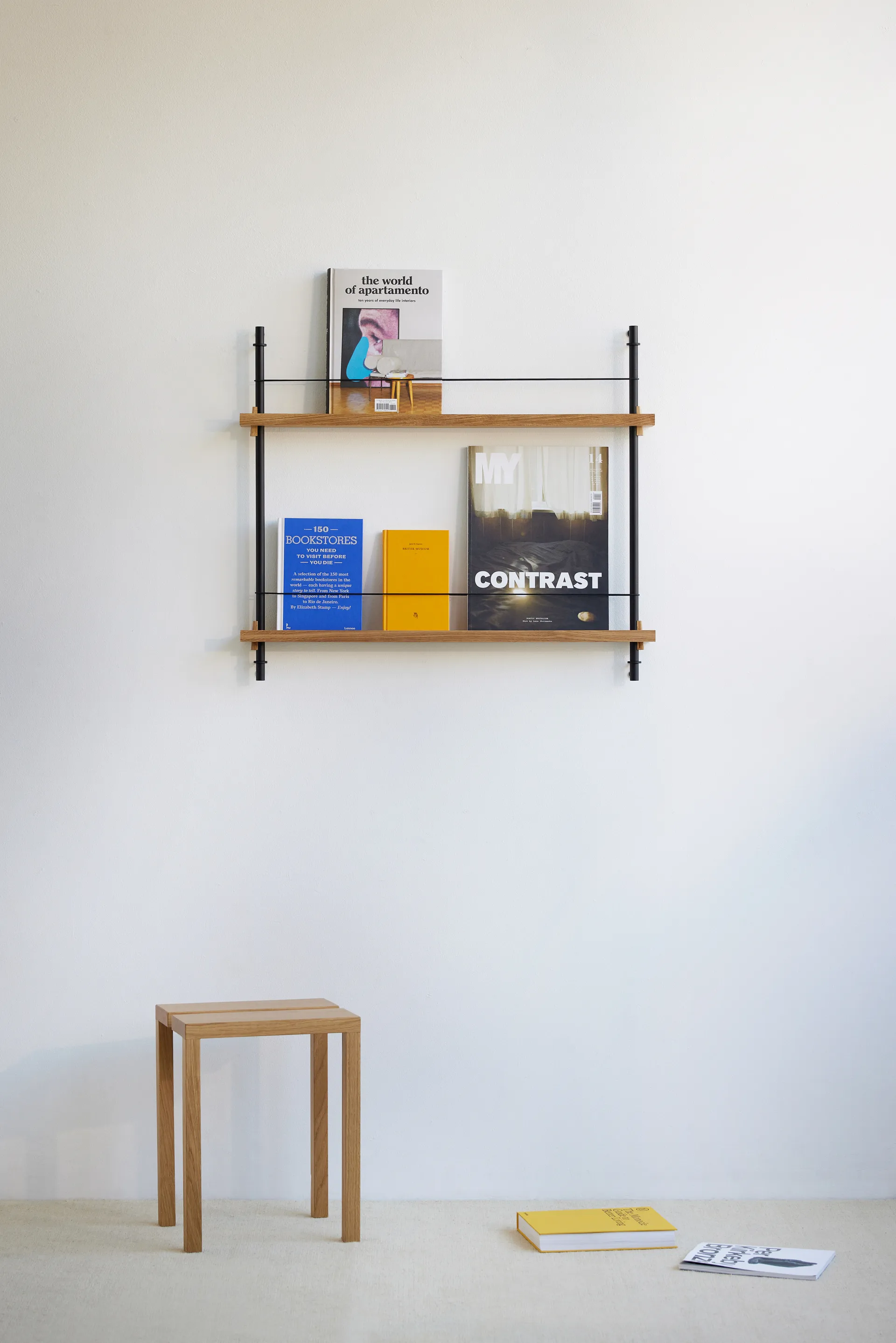 Moebe magazine rack, Oak-blue MOEBE