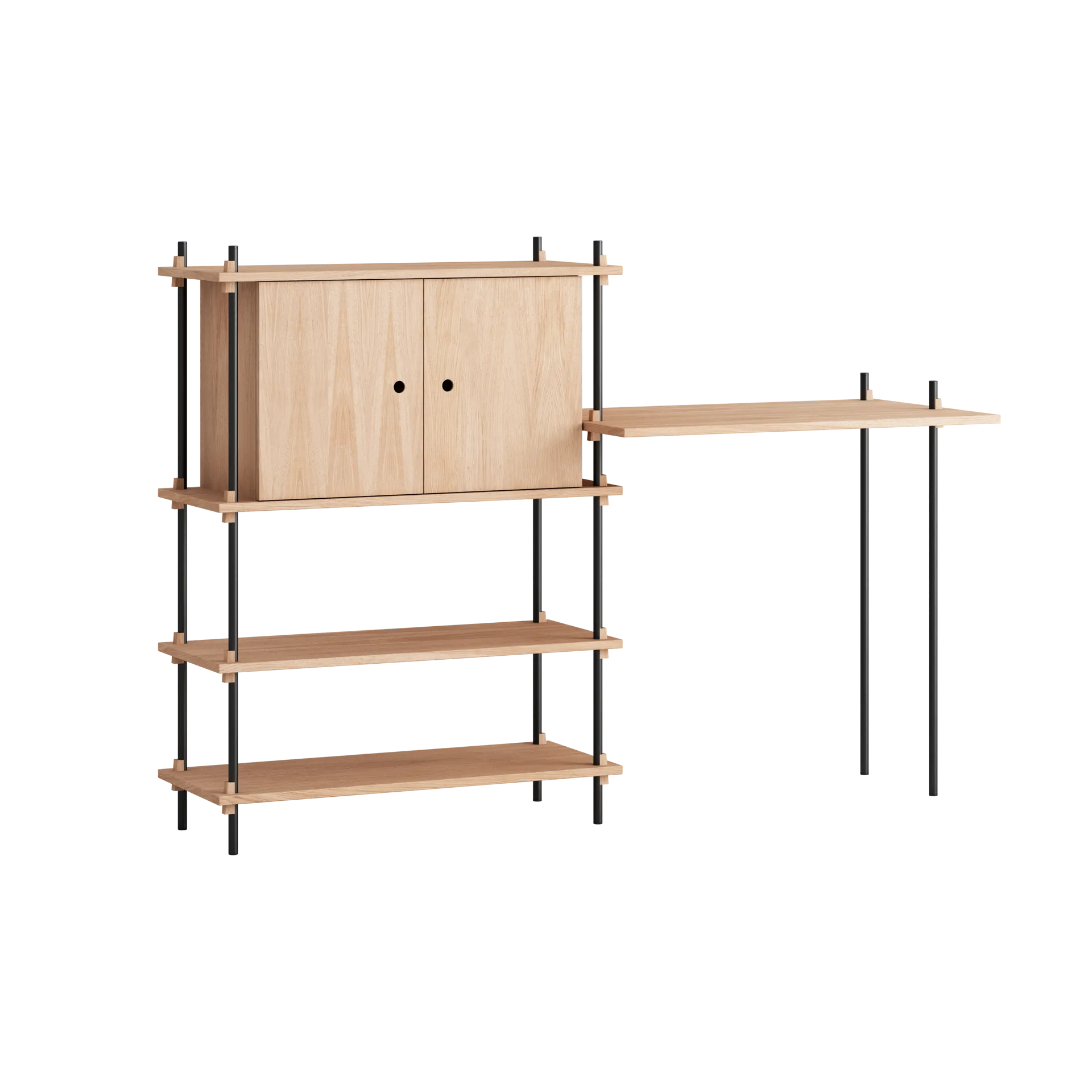 Moebe shelving system s.115.2.D, Oak-black MOEBE