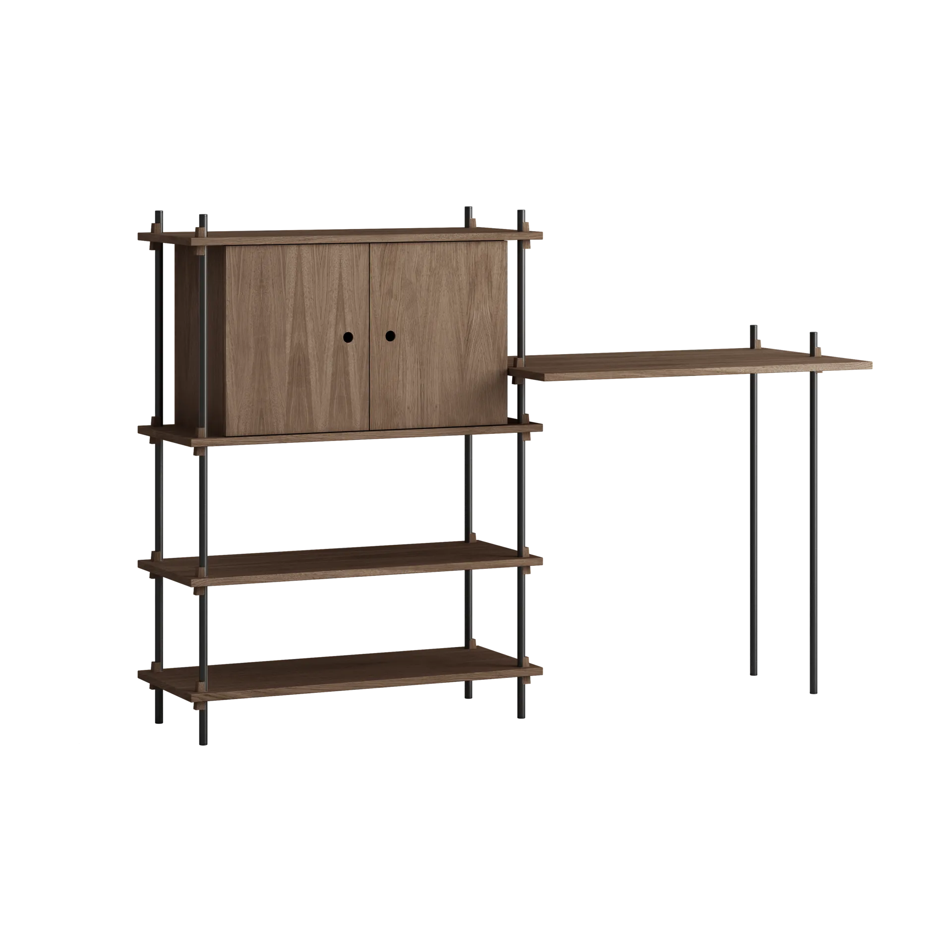 Moebe shelving system s.115.2.D, Smoked oak-black MOEBE