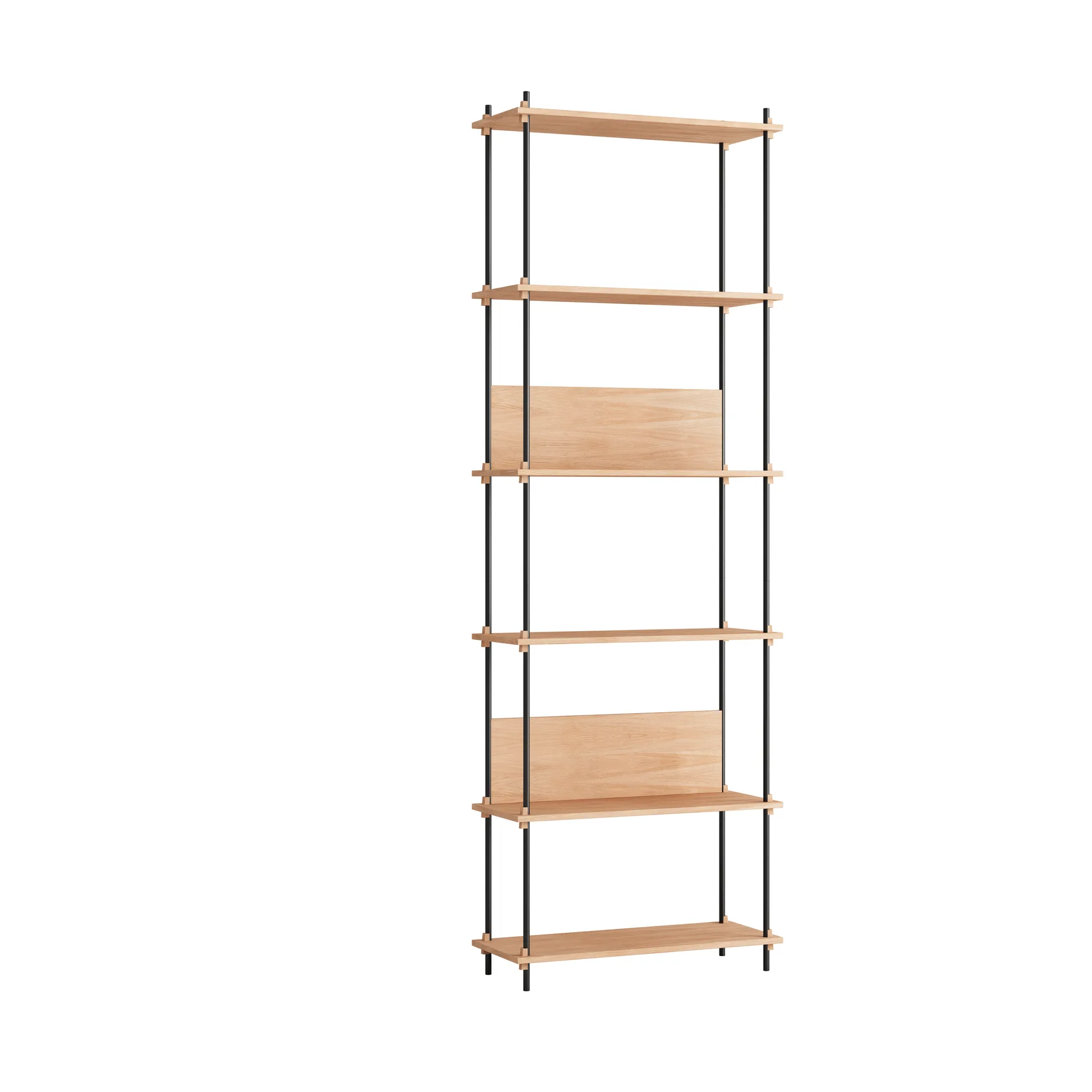 Moebe shelving system s.255.1.A, Oak-black MOEBE
