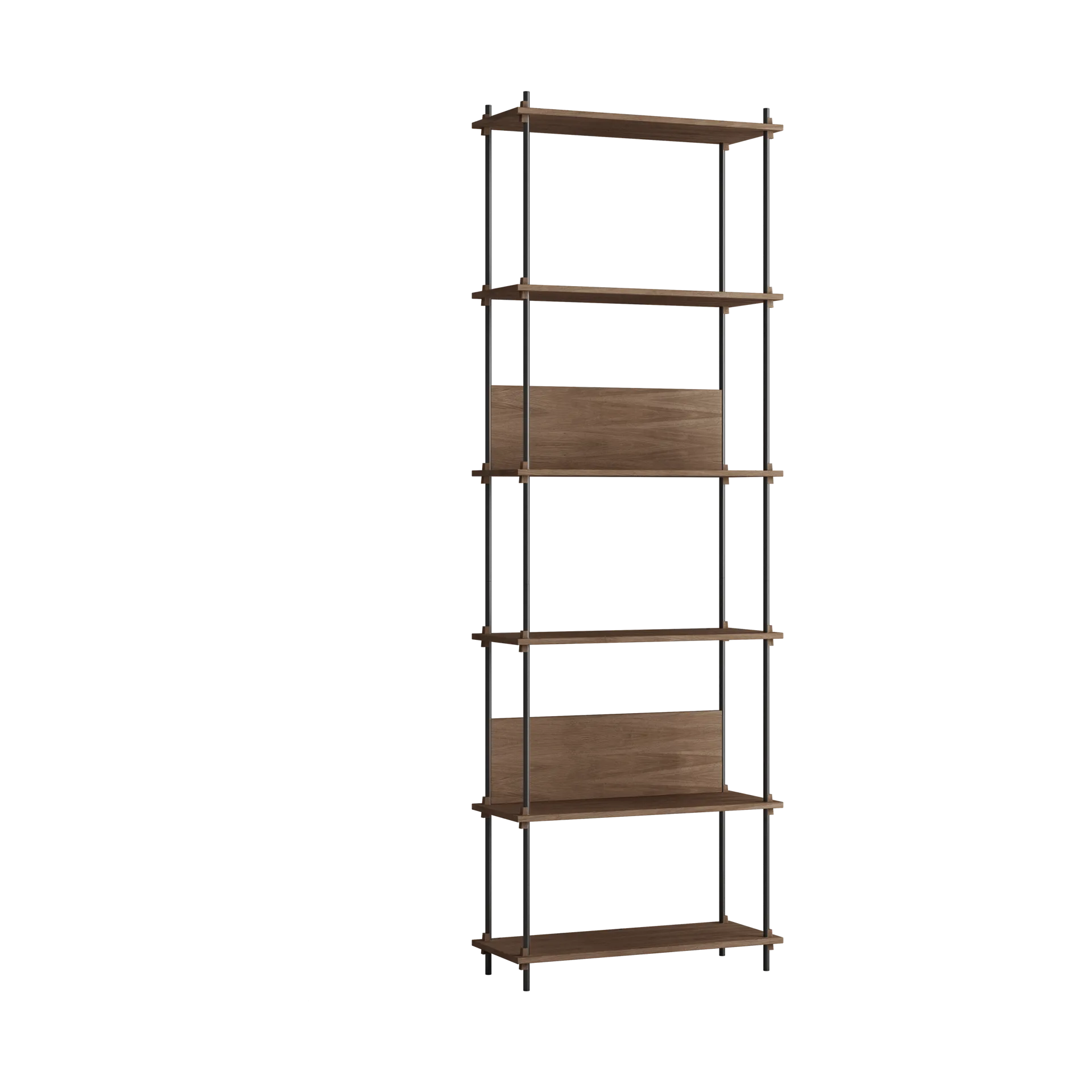 Moebe shelving system s.255.1.A, Smoked oak-black MOEBE