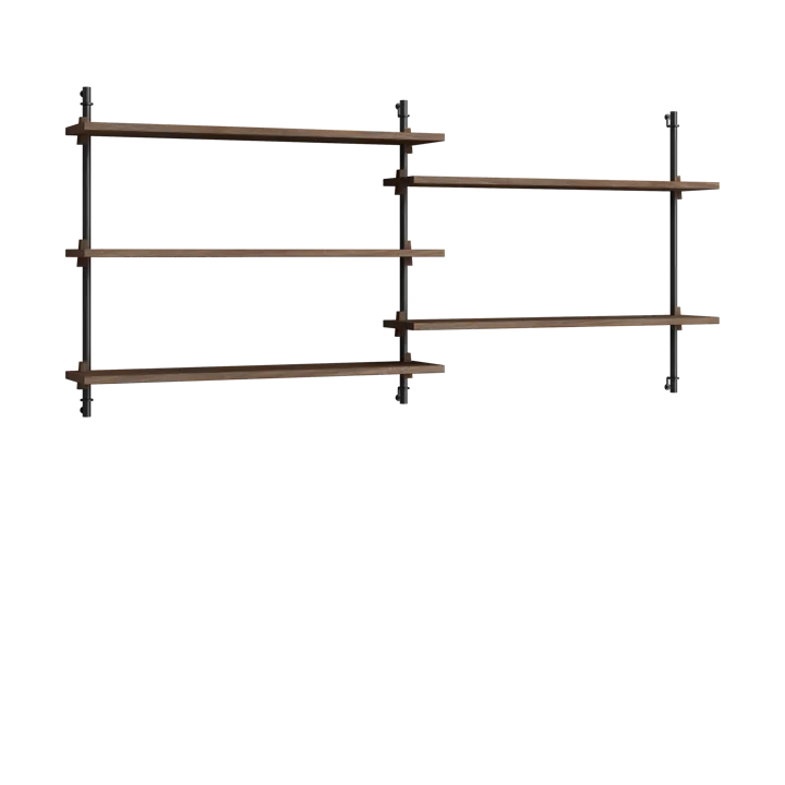 Moebe wall shelving ws.65.2.B - Smoked oak-black - MOEBE