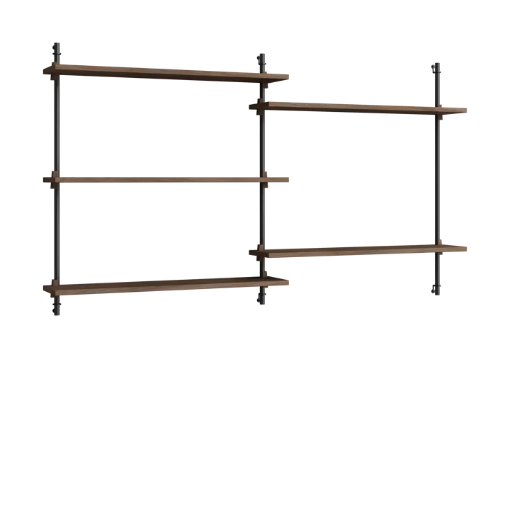Moebe wall shelving ws.85.2.B - Smoked oak-black - MOEBE