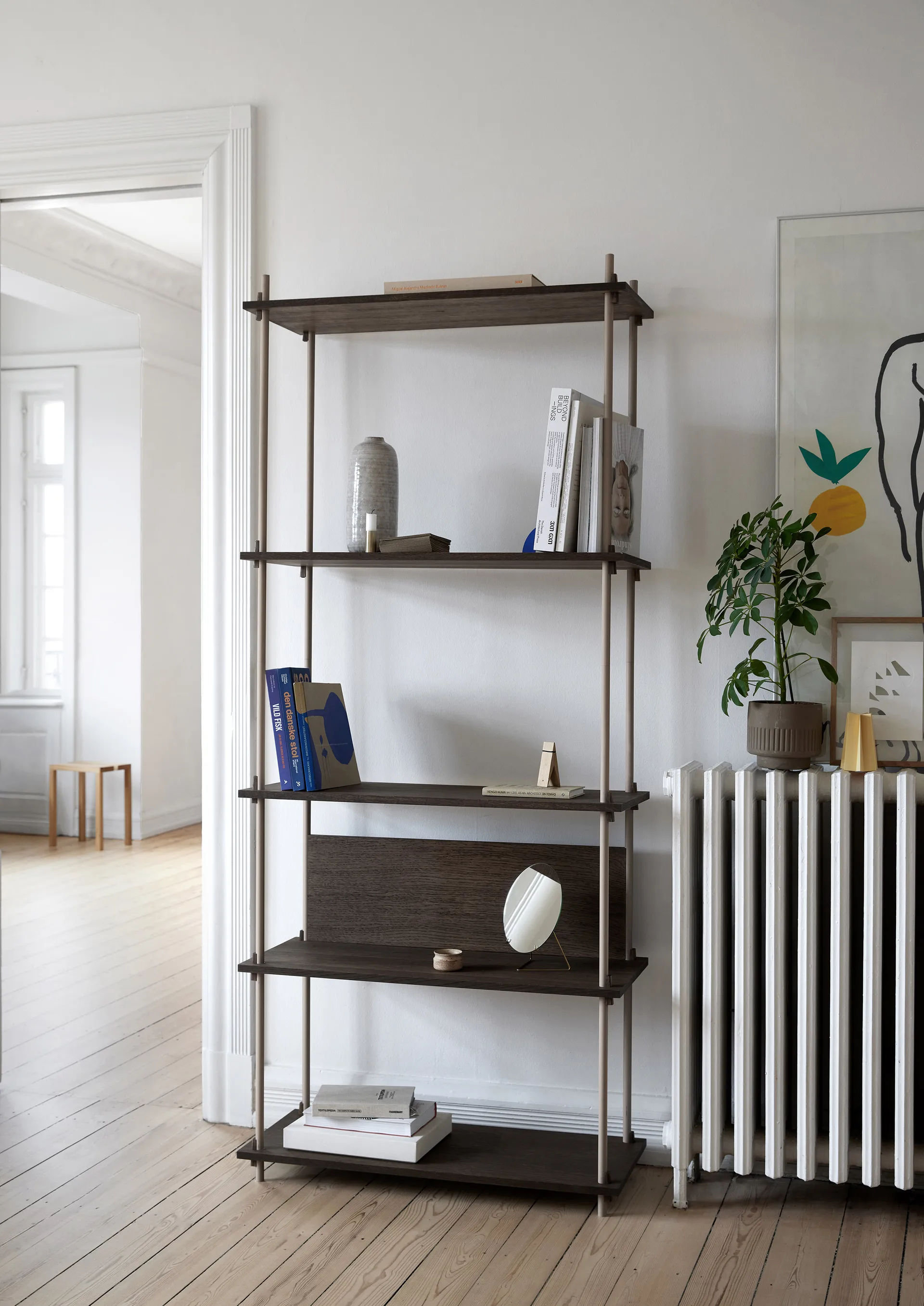 Shelving System classic shelf, Oak-warm grey, 86x115x35 cm, S.115.1.A MOEBE