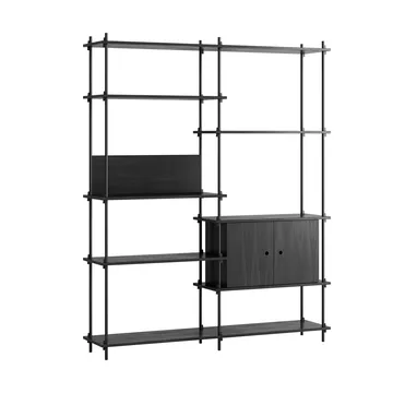 Shelving System shelf with cabinet - Black, 163x200x35 cm, S.200.2.C - MOEBE