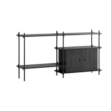 Shelving System shelf with cabinet - Black, 163x85x35 cm, S.85.2.C - MOEBE