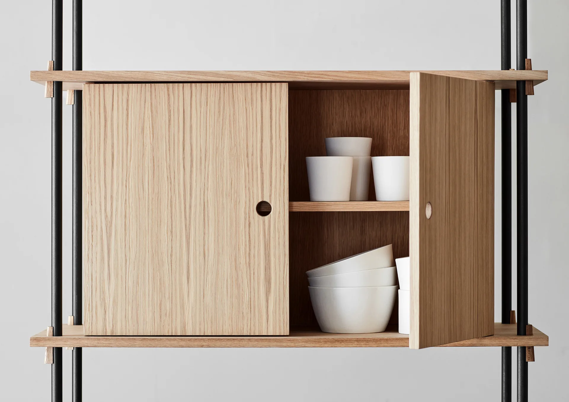 Shelving System shelf with cabinet, Black, 163x85x35 cm, S.85.2.C MOEBE