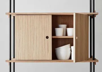 Shelving System shelf with cabinet - Black, 163x85x35 cm, S.85.2.C - MOEBE