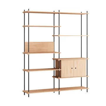 Shelving System shelf with cabinet - Oak-black, 163x200x35 cm, S.200.2.C - MOEBE